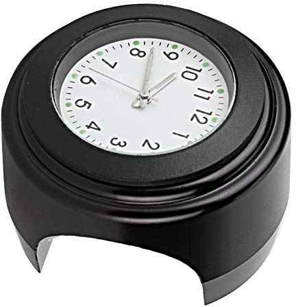 KSTE Lenkerhalterung, Motorrad Umbau Lenkerhalterung wasserdichte Quarzuhr Uhr (Schwarze Oberfläche White Dial)