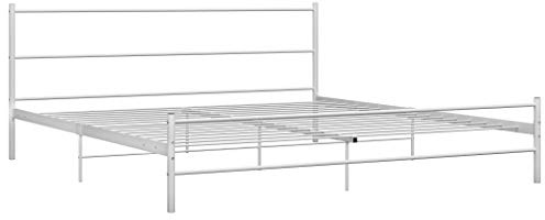 vidaXL Bettgestell Zeitloses Design Metallbett Bett Schlafzimmerbett Doppelbett Schlafzimmermöbel Ehebett Bettrahmen Weiß Metall 160x200cm