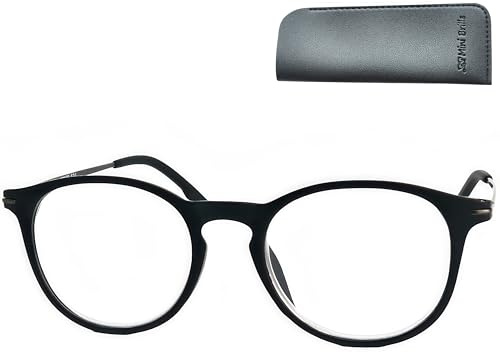 Moderne Blaulichtfilter Brille Rund Metallbügel mit Etui | Moderne runde PC-Brillenfamilie mit Blaulichtfilter, UV-Schutz, 137 mm Breite, Metallbügeln und Etui