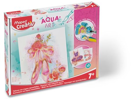 Maped CREATIV - Ausmal-Set AQUA'ART - Ballerina - inkl. 10x Aquarell-Stifte und 3x Vorlagen auf Metallic-Tafeln