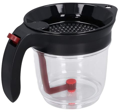 Cyrank Fetttrennkanne, Fettabscheider, Messbecher, 4 Tassen, Soßenabscheider und Sieb mit Bodenfreigabe, Entfettungsbecher, Fettsieb, Soßen-Fettabscheider, Fett-Trennkanne für Bratensaft