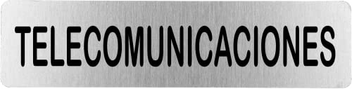Becral® - Señal de acero inoxidable TELECOMUNICACIONES | Placa puerta | Señal informativa | Cartel Puerta 200X50mm (ref.RD707135)