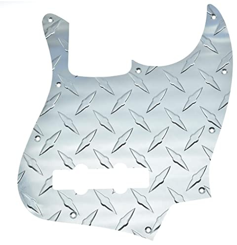 Dopro 10 Loch Modern Style Metall Diamond Plate J Bass Pickguard Aluminium eloxiert JB Pickguard für American FD Jazz J Bass Silber
