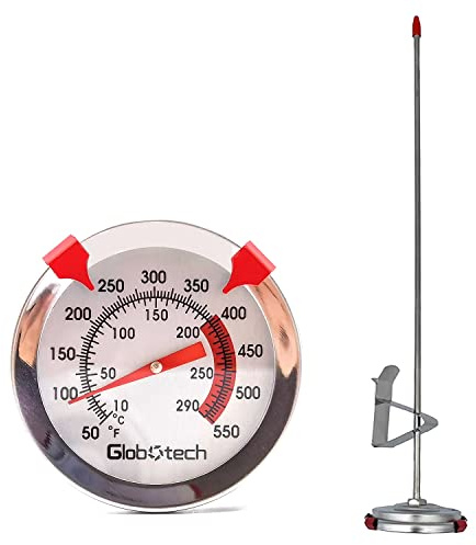 Water Proof 2 Dial Deep Fry Thermometer, Stainless Steel Cooking Thermometers for Meat Candy Grill Turkey, BBQ 12 Long Stem