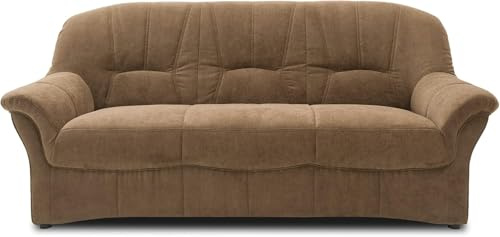 DOMO. collection Sofá Bahia FK de 3 plazas con Acolchado de muelles, diseño clásico, sofá tapizado de 200 x 57 x 91 cm, Color marrón