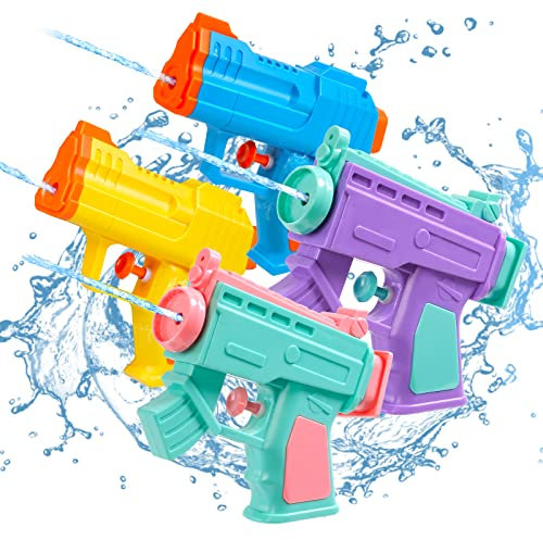 Hanmulee Wasserpistolen-Spielzeugset, 4 Pistolen, Wasserpistole für Kinder, Outdoor, Garten, Poolpartys