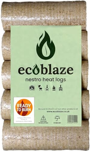 2x Ecoblaze Nestro Heat Logs | 12kg - 10 Briquettes | Long Burn Duration | Fire Logs | Eco Heat | Ideal for Wood Burner, Log Burner, Firepit, Wood Burning Stove & Chiminea | Ready To Burn