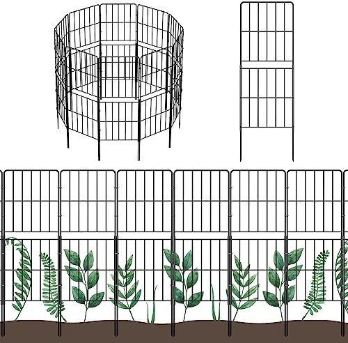 OUSHENG Decorative Garden Fence Fencing 10 Pack, 37.5in (H) x 10ft (L) Rustproof Metal Wire Panel Border Animal Barrier for Dog, Flower Edging for Yard Landscape Patio Outdoor Decor, Square