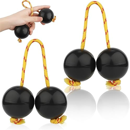 Kashaka Instrument 2 Paar Aslatua African Shaker Klassisch Rhythmic Ball Hand Percussion 5cm Kugeldurchmesser Afrikanische Schüttelrassel für Bühnenauftritte Partys Konzerte (Schwarz)