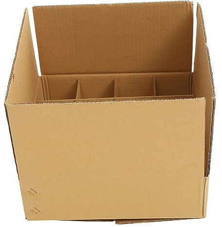 NUOBESTY Express Versandkarton 345x345x105mm Wellpappe Mit 4-fach Trennwand Robuster Mehrfachfach Karton Für Weinflaschen Tassen Keramik Transportbox