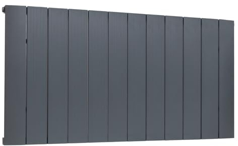 Adept Kava - 600 x 1135mm Aluminium Designer Radiator - Anthracite Single Horizontal Central Heating Radiator - BTUs (Delta t50) 4023