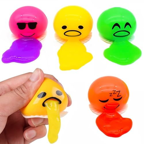 Hpbaggy 4 Stück Eigelb Stressball,Vomiting Egg Toy,Eigelbdruckkugel