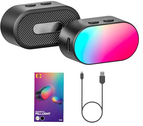 AOCHUAN Magnetic RGB LED Light, 7 Color Temperature, 3 Brightness Adjustment, 180 Mins Long-Lasting, Gradient Mode, Flash Mode 180° Fill Light for AOCHUAN Stabilizer