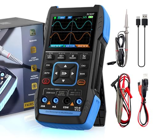 Kethvoz Digital Oscilloscope 2 Channel mit Auto Kalibrierung, 3 in 1 Oszilloskop 9999 Zählungen Handheld Multimeter Signalgenerator 10MHz Bandbreite 50MSa/s Abtastrate for DC/AC Spannung Strom Test