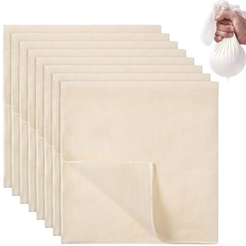 LEEQBCR 8 Pièces Gaze Alimentaire, Filtre Alimentaire 40×40cm Tissu de Fromage Coton Lavable Filtre de Cuisine, Tissu de Filtre à Fromage, Jus, Tofu, Café