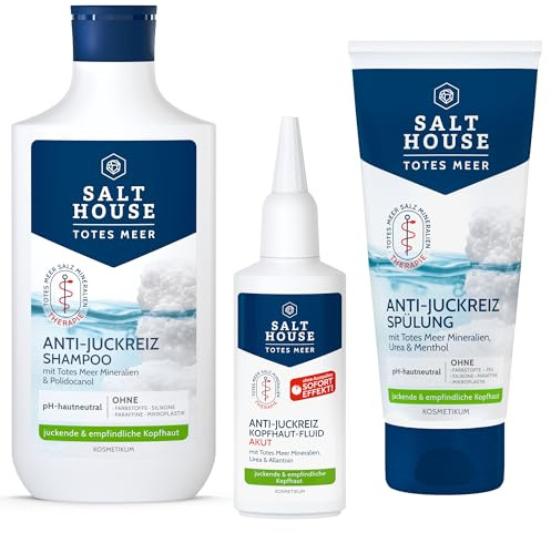 Anti-Juckreiz-Set für juckende, trockene Haut für Kopf & Körper bestehend aus Anti-Juckreiz Kopfhaut-Fluid Akut (75ml) + Anti-Juckreiz Shampoo (250ml) + Anti-Juckreiz Spülung (200ml)