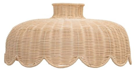 ValueLights | Rattan Wicker Scallop Lampshade Easy Fit Ceiling Light Shade for Bedroom Living Room | Shades & Home Improvements Essential | 380mm Shade Width