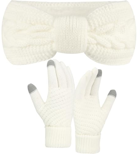 FOSDICK Winter Cable Knit Headbands Women Crochet Ear Warmer Headband, Knitted Thermal Twist Headbands for Girls Women Soft Lining Head Wrap Winter Knitted Headband r for Shopping Skiing Running