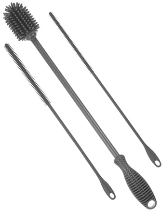 sourcing map 12.5 Silicone Bottle Brush with 2 Straw Brush, Bottle Cleaner Brushes for Cleaning Narrow Neck Containers Sport Bottles Cups Jars Tumblers, Gray