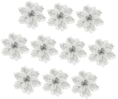 BUGUUYO 10stücke Simulation Blumen Weihnachtsdeko Blumenkunstblumen Goldfarbene Blumendekoration Für Party Weihnachtsbaum Schmuck Ornament