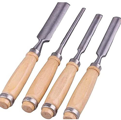 IHVBRHHM Kit de gouges à sculpter Le Bois à Ciseaux Demi-Ronds 4 pièces Ensemble d'outils de Gravure sur Bois Outils de sculpteur de Charpentier Professionnel Accessoires de Tournage sur Bois