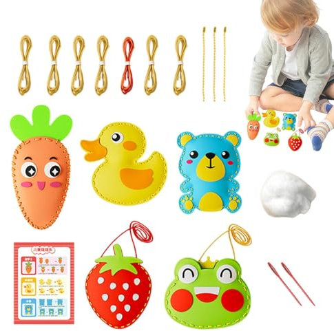 Yonuaret Puppen-Nähset,Nähset mit lustigen Tieren | Niedliche Formen, handgefertigt, für Kinder, zum Nähen, Basteln, EVA,Vorgestanzte Löcher für Kinder ab 6 Jahren, Näh-Bastelsets für Weihnachten,