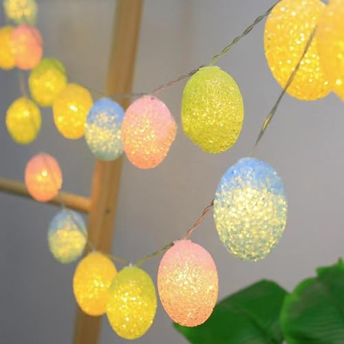 Osterdeko Ostergirlande mit Beleuchtung,3 Meter 20 LED Lichterkette Ostern,Ostern Deko Osterei Lichterkette Batteriebetrieben mit Timing Funktion,Ostereier Deko für Ostern Draußen Innen Deko (1.7M)