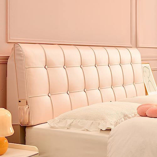 Großes gepolstertes Kunstleder-Wandkissen, übergroße Rückenlehne, Kopfteil für Tagesbett, Schlafzimmer, Erkerfenster, Rosa, 185 cm