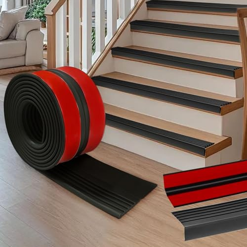 Profilo per bordo scala autoadesivo, 300 x 9,5 cm, in PVC, profilo di protezione per scale, antiscivolo, impermeabile, a forma di L, per esterni e interni