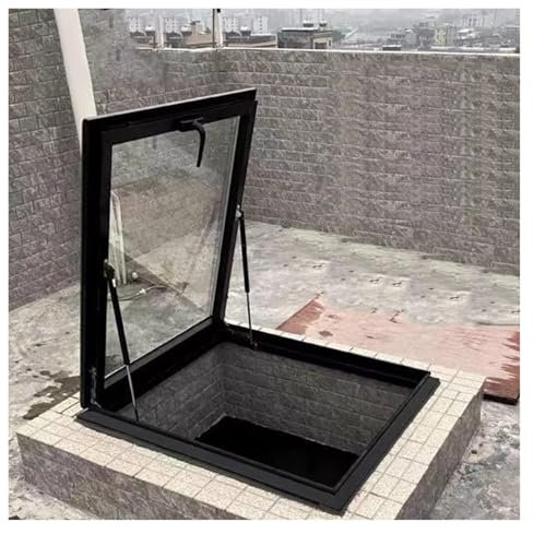 Coperchio Botola Lucernario a mano, Finestra da tetto trasparente, 61 64 66 71 76 81 86 cm Personalizzabile Multiangolo Botola di ventilazione sul tetto, Soffitta Seminterrato Finestra di osservazione