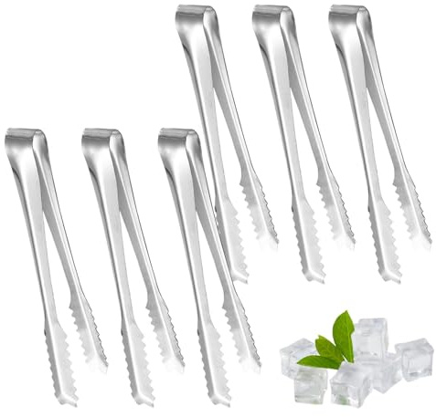 6 PCS Kitchen Tongs, Sugar-Tongs,Sweet-Tong,U Shaped Serving Small Ice-Tong, Stainless Steel Mini-Tongs, Candy-Tong, for Party, Weddin, Bar, Kitchen, Cafe