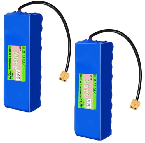 SSCYHT Batteria al litio 36V 4,4Ah Batteria di ricambio 4400mAh Batterie agli ioni di litio 10S2P Batterie hoverboard con porta XT60 per motori 50W a 160W,36v4.4ah 2pack