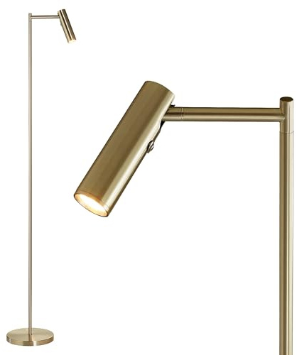 National Lighting Dedicated Reader Floor Lamp Warm Brass – LED Light 4W 220LM Warm White Light with Dimmable 3-Stage Touch Button – Modern Standing Lamp for Bedroom, Lounge, Home & Office