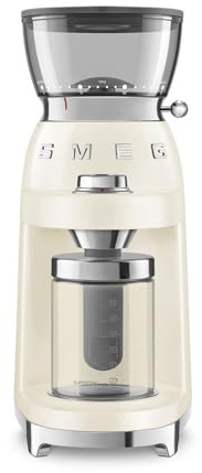 Smeg, Kaffeemühle CGF03CREU, 15 Mahlgrade, 240-g-Kaffeebohnenbehälter, einstellbare Mahlmenge, mit Antistatik-System, 150 W, Creme