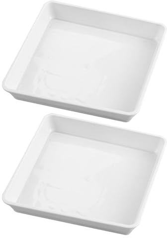TOBBOMEY Lot de 2 Soucoupes Carrées en Plastique Blanc de 40 Cm (15,7 Pouces) pour Plantes en Pot - Récupérateur d'eau pour Pots de Fleurs, Usage Intérieur Et Extérieur