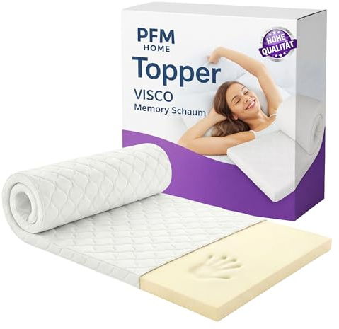 PFM HOME - Coprimaterasso viscoelastico 100 x 190 cm – Topper con effetto memory foam – Coprimaterasso VISCO per letto e letto a molle – Altezza di 5 cm