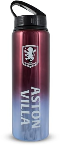 Hy-Pro Borraccia in alluminio UV con licenza ufficiale Aston Villa F.C, 750 ml, cannuccia pieghevole integrata, finitura neocromatica, a prova di perdite, leggera, senza BPA
