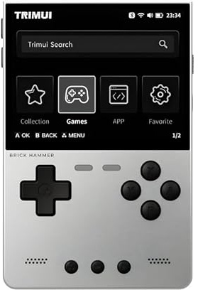 GameSwap Brick Hammer Handheld Game Console [TRIMUI] - CNC Metal Aluminum Body, 3.2 Inch 1024x768 IPS Screen (400 PPI), Allwinner A133P CPU, Retro Gaming Handheld (Silver)