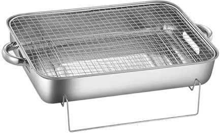Bvdfgk Asador de Acero Inoxidable con Rejilla para Pavo, Ideal para Barbacoas Y Picnics.