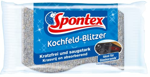 Spontex Esponja de limpieza para vitrocerámica y superficies sensibles, ideal para placas de cocción, antiarañazos y absorbente, 1 unidad (1 unidad)
