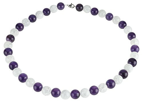Kette Collier aus Amethyst & Bergkristall 925 Silber violett weiÃŸ edel Damen