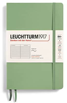 LEUCHTTURM1917 363933 anteckningsbok pocketbok (B6+), mjukt omslag, 123 numrerade sidor, salvia, linjerad