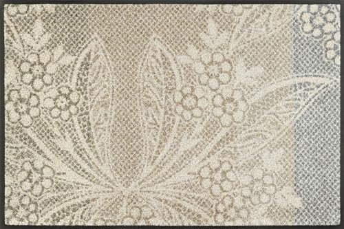 wash+dry Fußmatte, Floral Lace 50x75cm, innen und außen, waschbar, grau