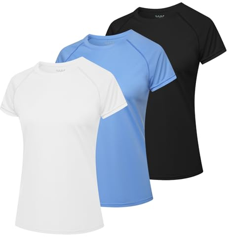 MEETWEE Surfing Sweatshirt Kvinnlig Rash Guard Ultraviolett Sweatshirt UPF 50 Badväst Kortärmad Simtröja Simtröja, Blå + svart + vit, M