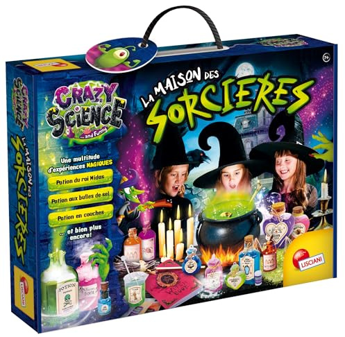 Lisciani - CRAZY SCIENCE - LA MAISON DES SORCIERES - Kit d'Expériences Magiques pour Enfants dès 7 Ans - Laboratoire de Magie - Création Potions Magiques Phosphorescentes - Accesoires Inclus