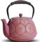 GUANGHEIRON Tetera de hierro fundido, 1,134.0 g con infusor para estufa, diseño de Sakura, tetera japonesa para té y café recubierta con interior esmaltado, mango de silicona, 1200 ml, color morado