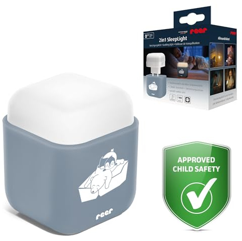 reer SleepLight 2in1 | Nachtlicht für die Steckdose und mit Akkubetrieb| On-Off- und Sensor-Modus | Stimmungslicht für Kinder | Blaugrau