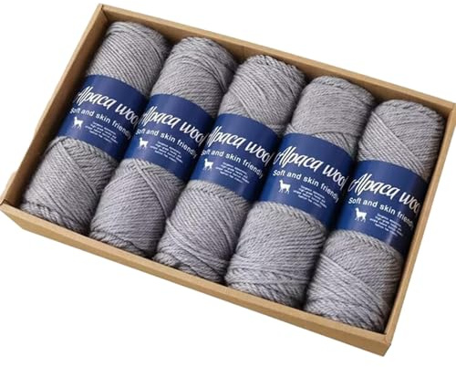 5 ovillos de lana Fingering-Weight - Hilo suave para calcetines, lana de cachemira, para tejer, ganchillo, lana de alpaca, hilo de bufanda, hilo transpirable, cómodo hilo de ganchillo