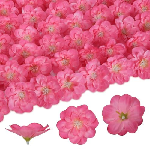 Rzoukler 100PCS Hot Pink Delphinium Artificial Flower Heads 2.3 Fake Larkspur Flowers Mini Silk Flowers for Crafts DIY Wedding Corsage Cake Garland Decor(Hot Pink)