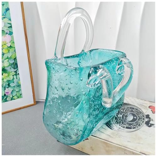 JarróN con Forma De Bolso, Jarrones De con Asa Jarron En Forma De Bolso Jarron Forma De Bolso, para El Hogar Y La Oficina O Bodas,Style2-Green